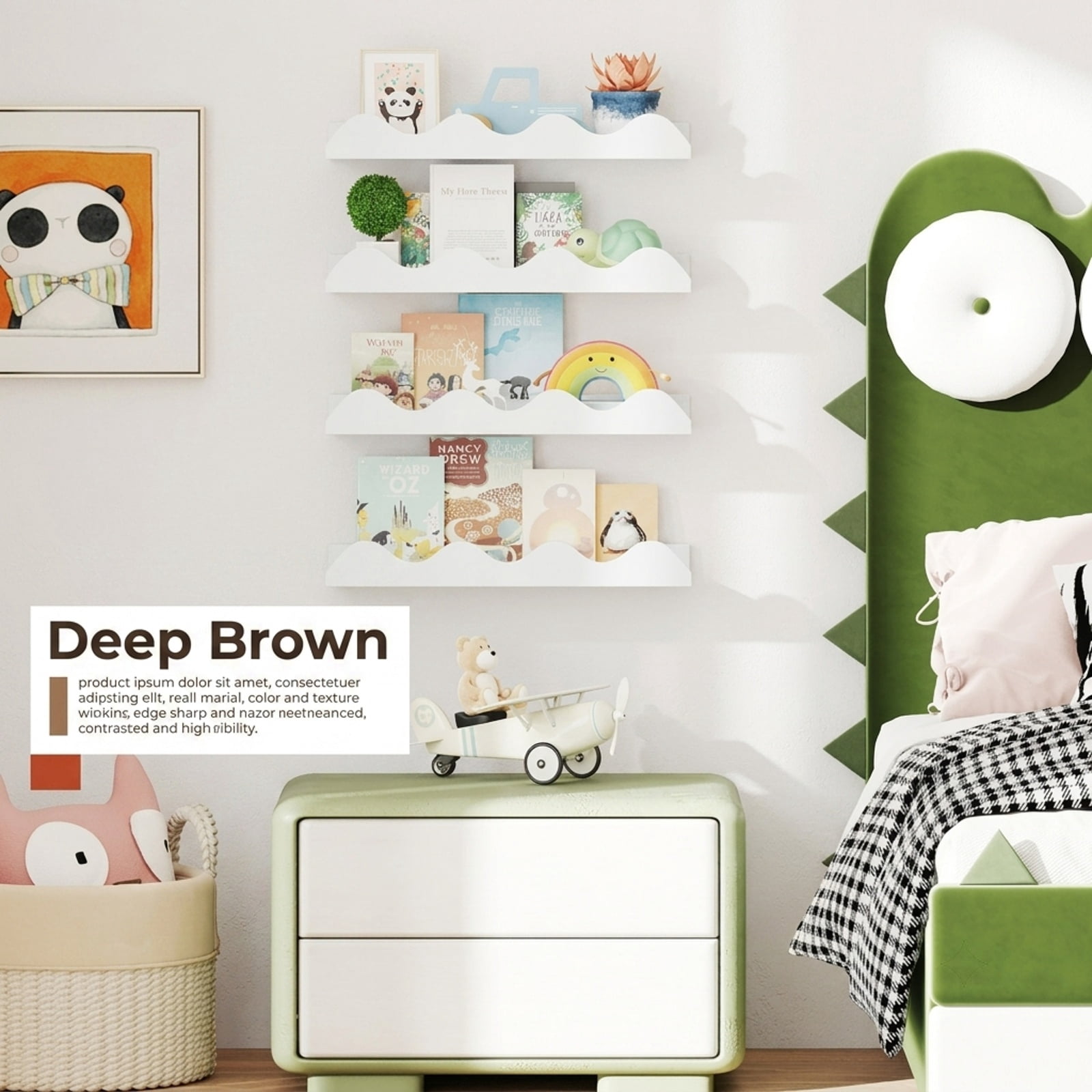 Furnibear 16 Inch Bookshelf Set of 4 Floating Book Shelves for Decoration Book Toy Storage for Living Room Home Office Bedroom Display Storage, White