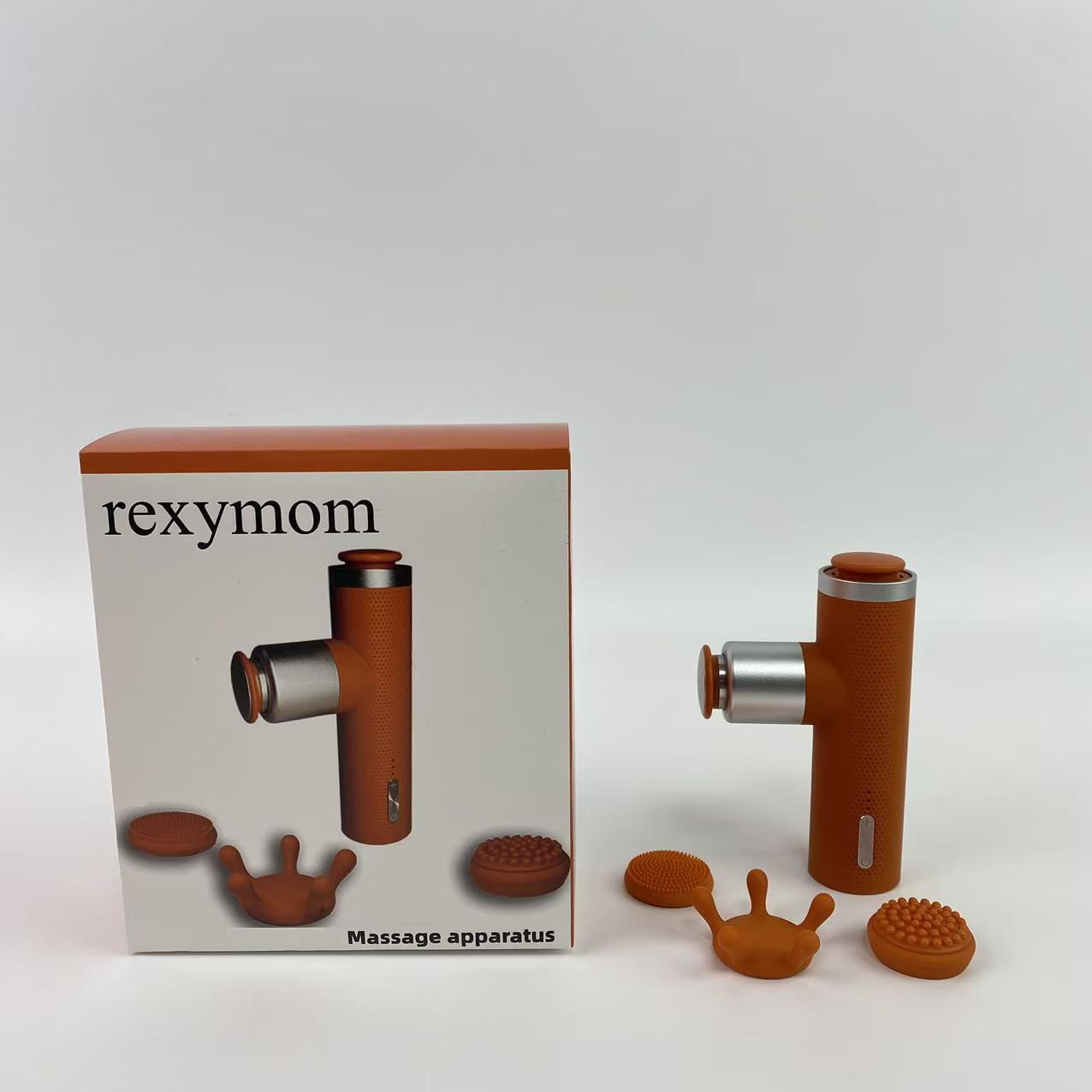 rexymom Massage apparatus,Mini Massage Gun with Heat, Deep Tissue Massage Gun, Portable Percussion Muscle Massager with 4 Massage Heads for Athletes