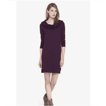 NEW EXPRESS Purple Currant Cowl Neck Sweater Dress XS