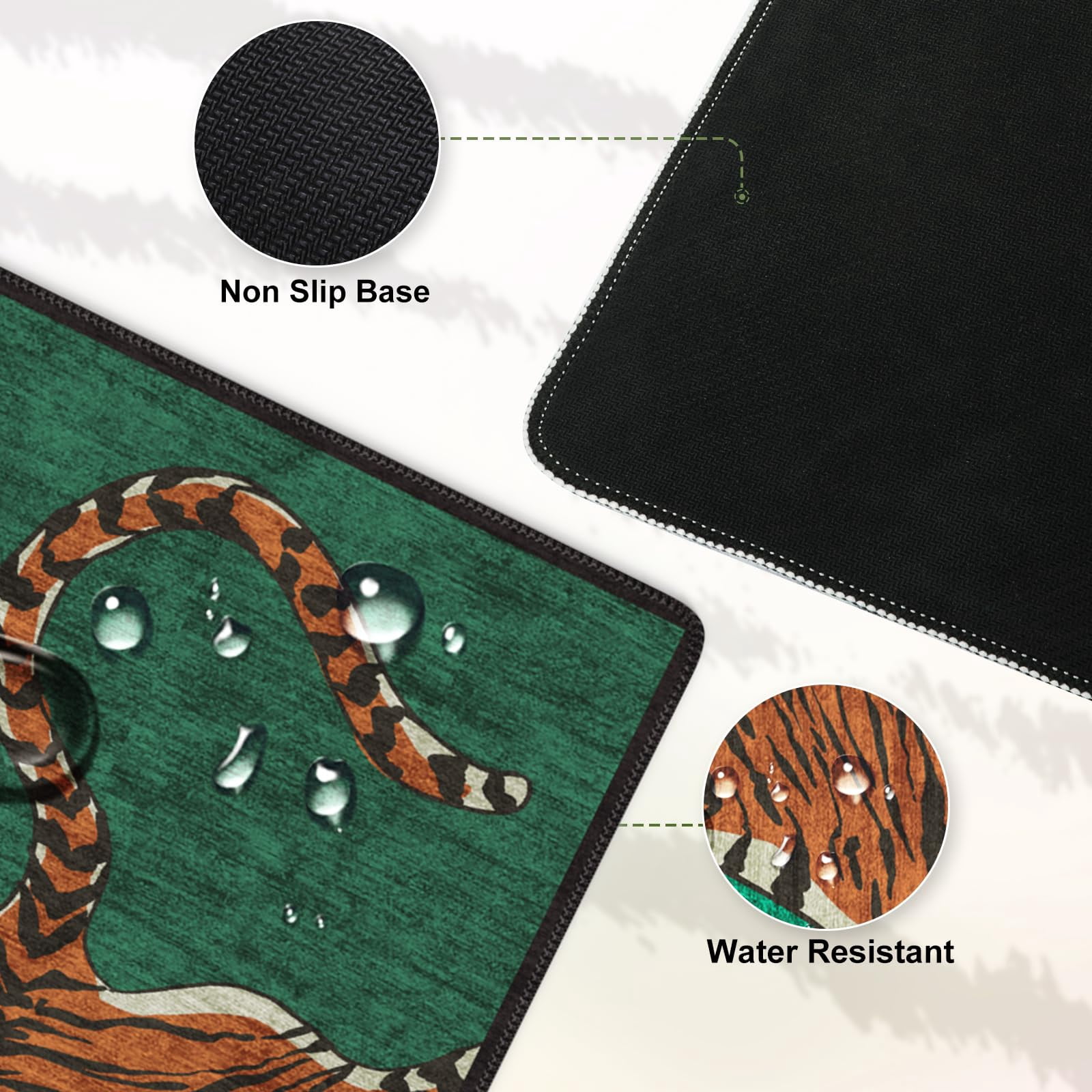 Tiger Desk Mat For And Mouse  Non Slip Large Tigerhide Smooth Gaming Pad Long Office Home 35.4 X 15.7 Inches (emerald Green)