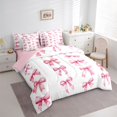 thumbnail image 3 of Homewish Cute Bow Tie 7-Piece Twin Bedding Sets,Ribbon Bowknot Bedding Comforter Set,White Pink Sheet Sets For Girl Kids,Ultra Soft Home Decor Reversible, 3 of 8