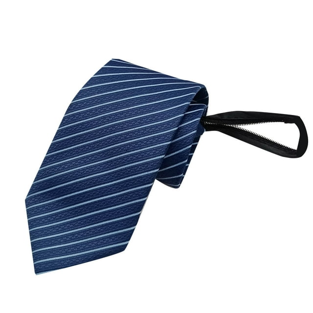 Sky Blue Men'S Fashion Business 3.15 Inch Wide Solid Color Jacquard Polyester Zipper Pre-Tied Necktie Easy Wear For Daily And Office Use In Sky Blue Shade