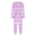 thumbnail image 4 of Edvintorg Casual Rompers for Women Striped Printed Zip up Hooded Jumpsuit with Pant Fall Winter Long Sleeve Casual Romper Loungewear for Women S-2XL Purple, 4 of 5