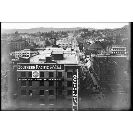 24"x36" Gallery Poster, Birdseye view of Los Angeles, looking west on Sixth Street from the Pacific Electric Building, January 1, 1907 (-1