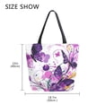 thumbnail image 5 of Open Top Canvas Tote Bag with Zipper Reusable Shopping Bag 13.5x15" Roomy Carryall Purple Butterfly, 5 of 9