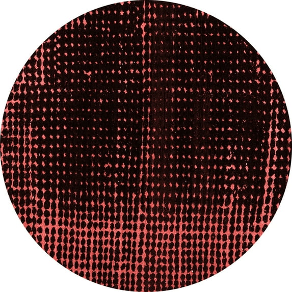 Ahgly Company Indoor Round Abstract Red Modern Area Rugs, 4' Round