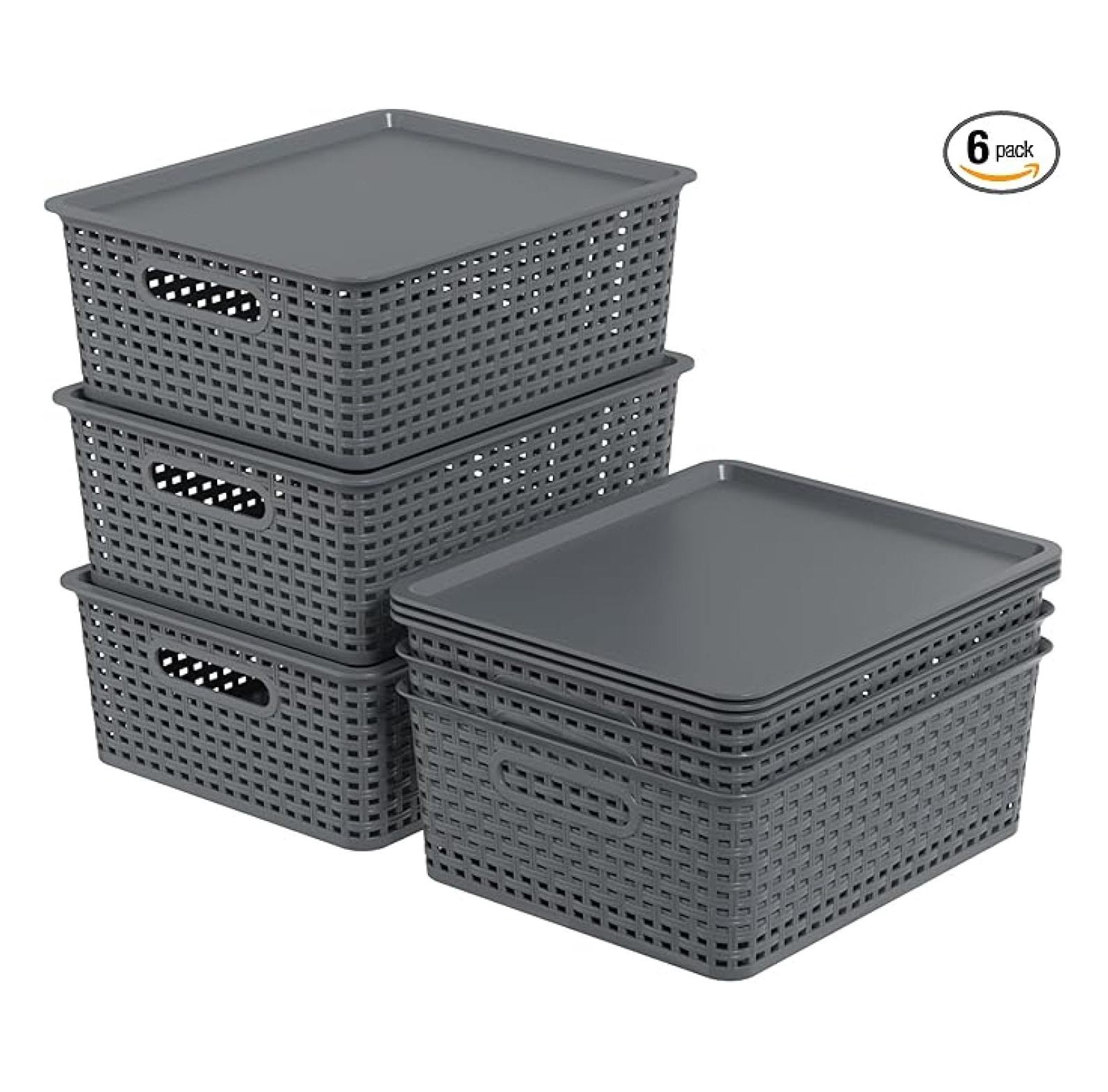 Mainstays Extra Large Decorative Plastic Storage Basket with Lid