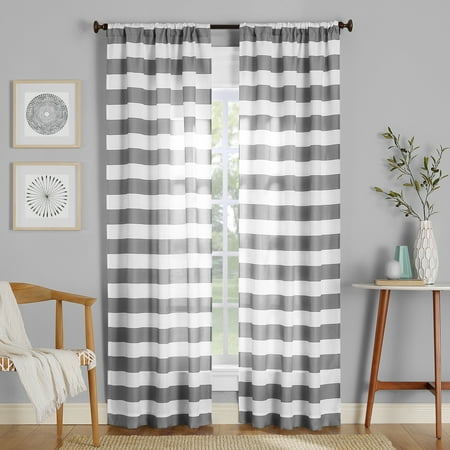 - No. 918 Glendale Stripe Semi-Sheer Rod Pocket Curtain Panel