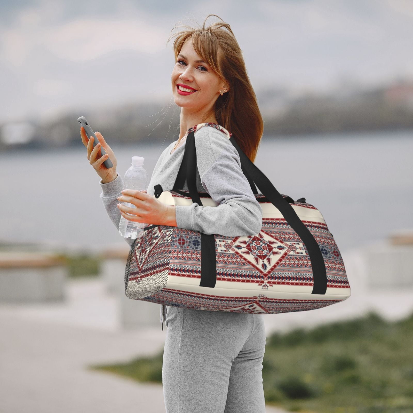 Fuzoiu Fashion Tatreez Print Travel Duffle Bag,Carry On Tote Bags,Duffel Bag,Sport Gym Bag, Hospital Bag for Labor and Delivery, Overnight Bag,Luggage Bag