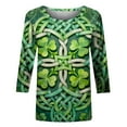 thumbnail image 4 of Mceream St Patricks Day Chandail pour Femmes Drôle Manches 3/4 Hauts Mignons Décontractés Col Rond T-Shirts Graphiques Trèfle Imprimé Floral 2026 Hauts Chemisiers Grande Taille Vert P, 4 of 5