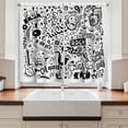 thumbnail image 2 of Ambesonne Hipster Kitchen Curtains, Rock Jazz Blues Dancing, 55"x39", White and Black, 2 of 3