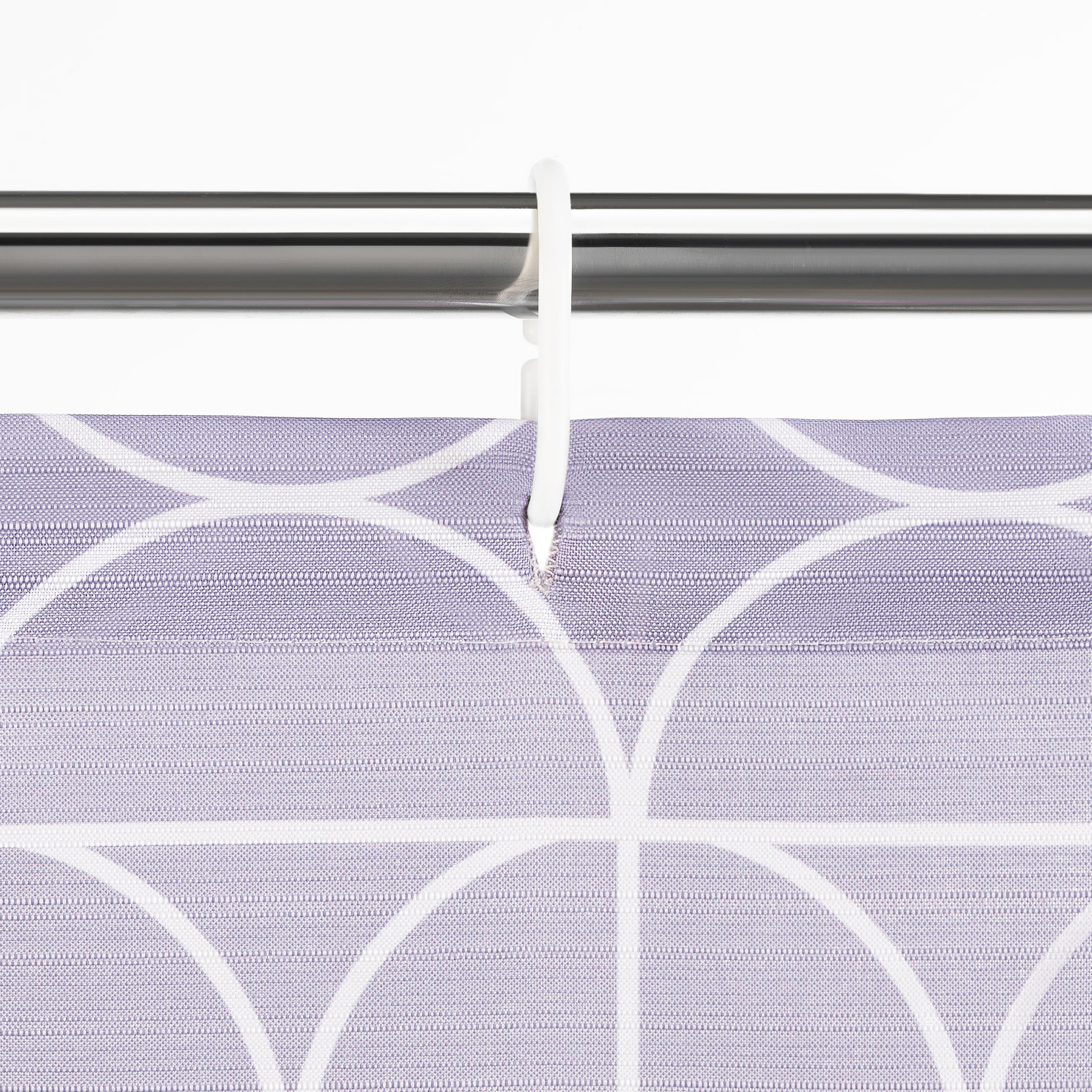 No. 918 Rodrick 13-Piece Geometric Print Shower Curtain and Rings Set, 70"x72", Lavender