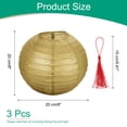 thumbnail image 2 of Uxcell 3Pcs Round Paper Lanterns Paper Lantern Party Decorations Gold 8 inch, 2 of 7