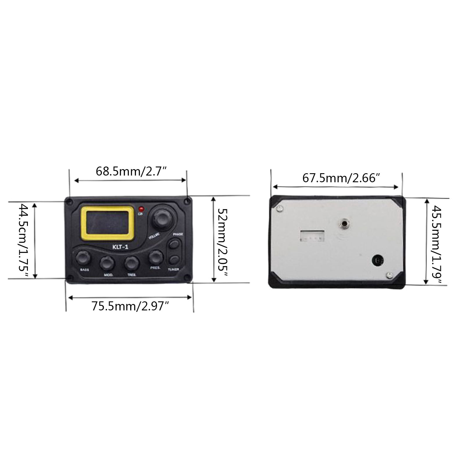 KLT-1 4 Bands Acoustic Guitar Piezo Pickup Kit EQ Preamp LCD Tuner Piezo Pickup Equalizer System for w/ Battery Holder f