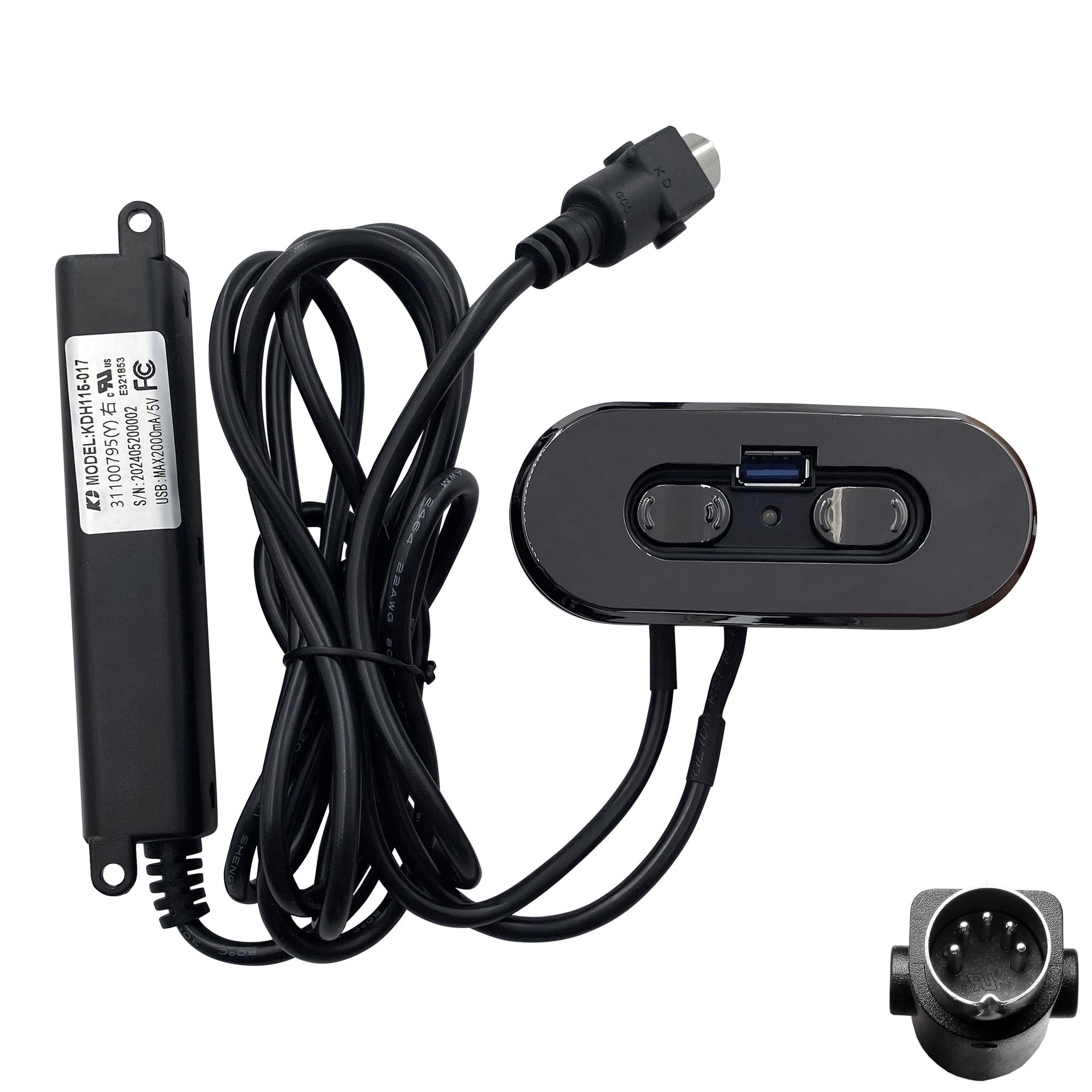 Kaidi 4 Button 5 Pin Switch Hand Controller Model KDH115-017 with USB Port for Recliner Lift Chairs