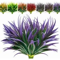 Namzi Purple 8 pcs Tall Faux Plants Outdoor Plastic Greenery Shrubs, Porch Decor Fake Bushes, Planter Filler Artificial, All Season Front Yard & Patio Decoration Plants