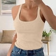 thumbnail image 3 of VISALY Women Plus Size Fashion Sleeveless Tops Slim Fit Vest Summertank Top Casual Tops, Plus Size Tops, Underwear Camisoles (Khaki, XXL), 3 of 7