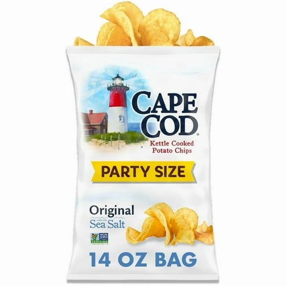 Cape Cod Potato Chips, Original Kettle Chips, 14 oz Party Size (Pack of 2)