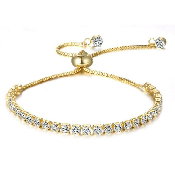 Crystal Gold Slider Tennis Bracelet
