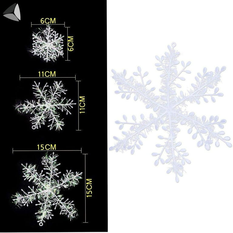 72 Pieces Christmas Glitter Snowflake Ornaments Plastic Snowflake