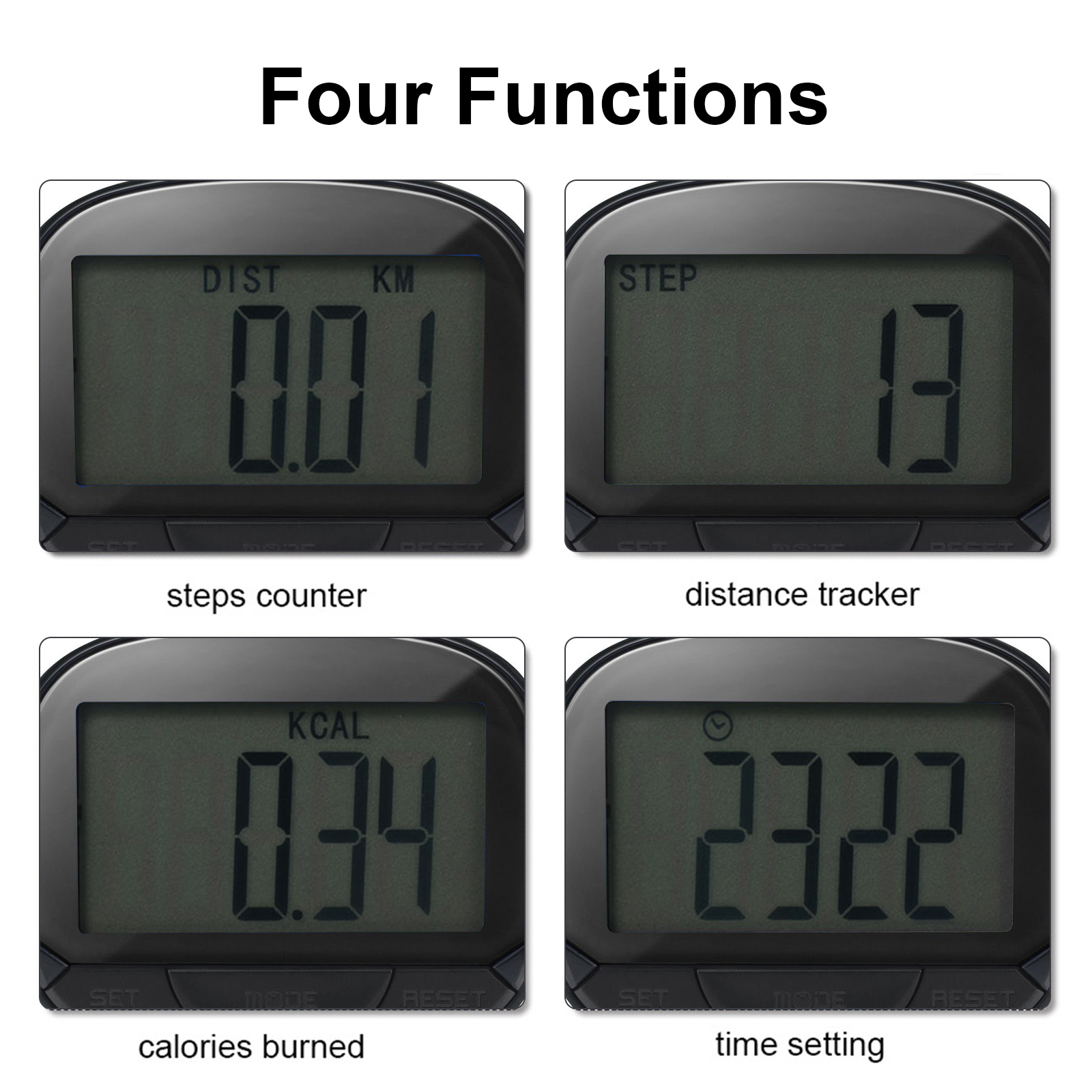 Podomètre LCD Avec Clip | Compte Pas, Calories, Distance | Pile Incluse, Automatique, Portable