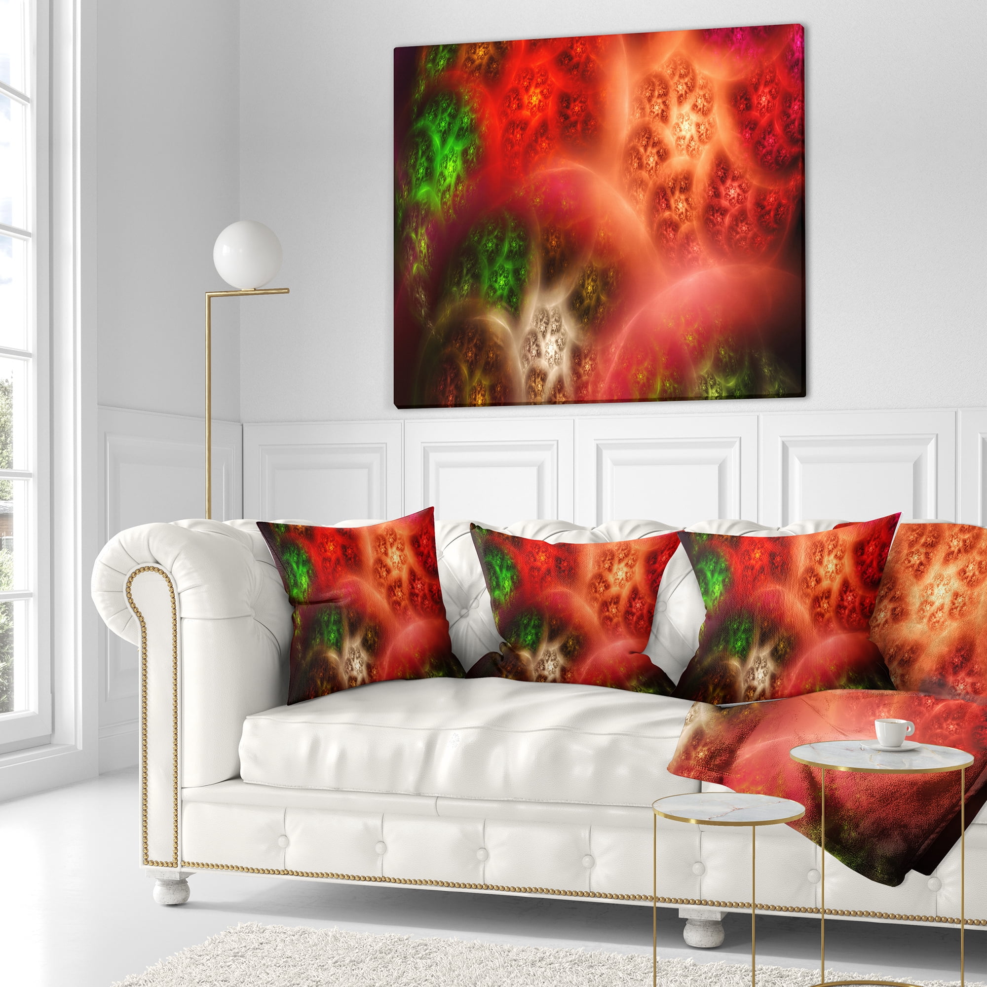Designart Red Magic Stormy Sky - Abstract Throw Pillow - 18x18
