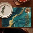 thumbnail image 5 of Teal and Gold Marble Glitter Dots Pattern Summer Placemats Table Placemats Set Of 4-Linen Kitchen Washable Placemats Table Mats 11.8"x17.7" Non-Slip Heat Resistant, 5 of 6