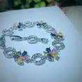 thumbnail image 3 of CZ Crystal Colorful Flower Charm Bracelets for Women Costume Jewelry, 3 of 9