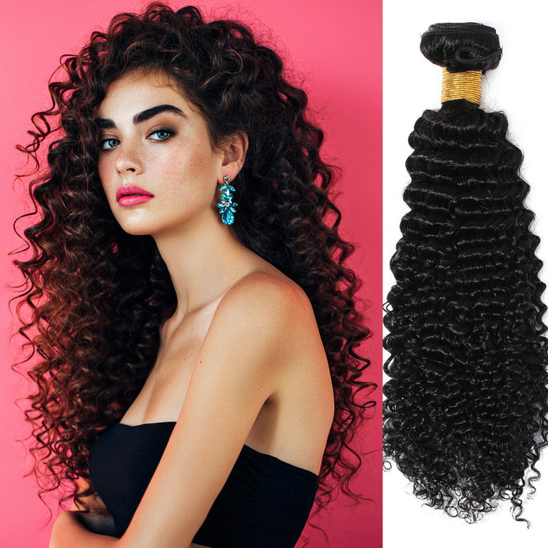 10A Brazilian Curly Hair Weave 3 Bundles Kinky Curly Human Hair 100%  Unprocessed Hair Weft Extensions Natural Black Color(18 20 22inch) 
