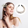 thumbnail image 7 of Unique Bargains 1 Pc Bling Twisted Faux Pearl Velvet Headband Headwear Hairband for Women Beige 1.2 Inch Wide, 7 of 7