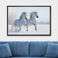 thumbnail image 2 of wall26 Framed Canvas Print Wall Art Duo of White Stallion in Snowy Winter Forest Field Animals Wildlife Realism Rustic Scenic Nature Chic Colorful for Living Room, Bedroom, Office - 24"x36", 2 of 5
