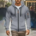 thumbnail image 4 of Mens Hoodies Jacket 2025 Fall Winter Long Sleeve Slim Fit Plain Zip Up Hoodie with Pockets Hooded Sweatshirt Pullover, 4 of 8