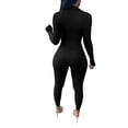 thumbnail image 5 of Jumpsuit Women'S Solid Color Sexy Tight Zipper Jumpsuit,Black Women'S Polyester Jumpsuit L, 5 of 7