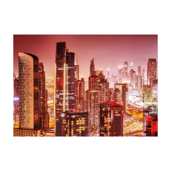Ambesonne Travel Jigsaw Puzzle Durable Cardboard, Dubai Night Cityscape, 1000 pcs, Multicolor