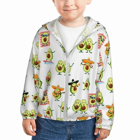 

Lukts Kawaii Mexican Avocado Print Children s Long-Sleeved Sun Protection Clothing Hooded Sweatshirts for Boys and Girls Outdoor Sports-5 Years