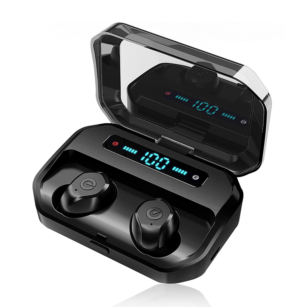 Wireless bluetooth Earbuds, Hands-free Calling Sweatproof In-Ear Headset Noise Cancelling Earphone Mini Sports Earphones Built-in Mic with Charging Case for iOS and Android