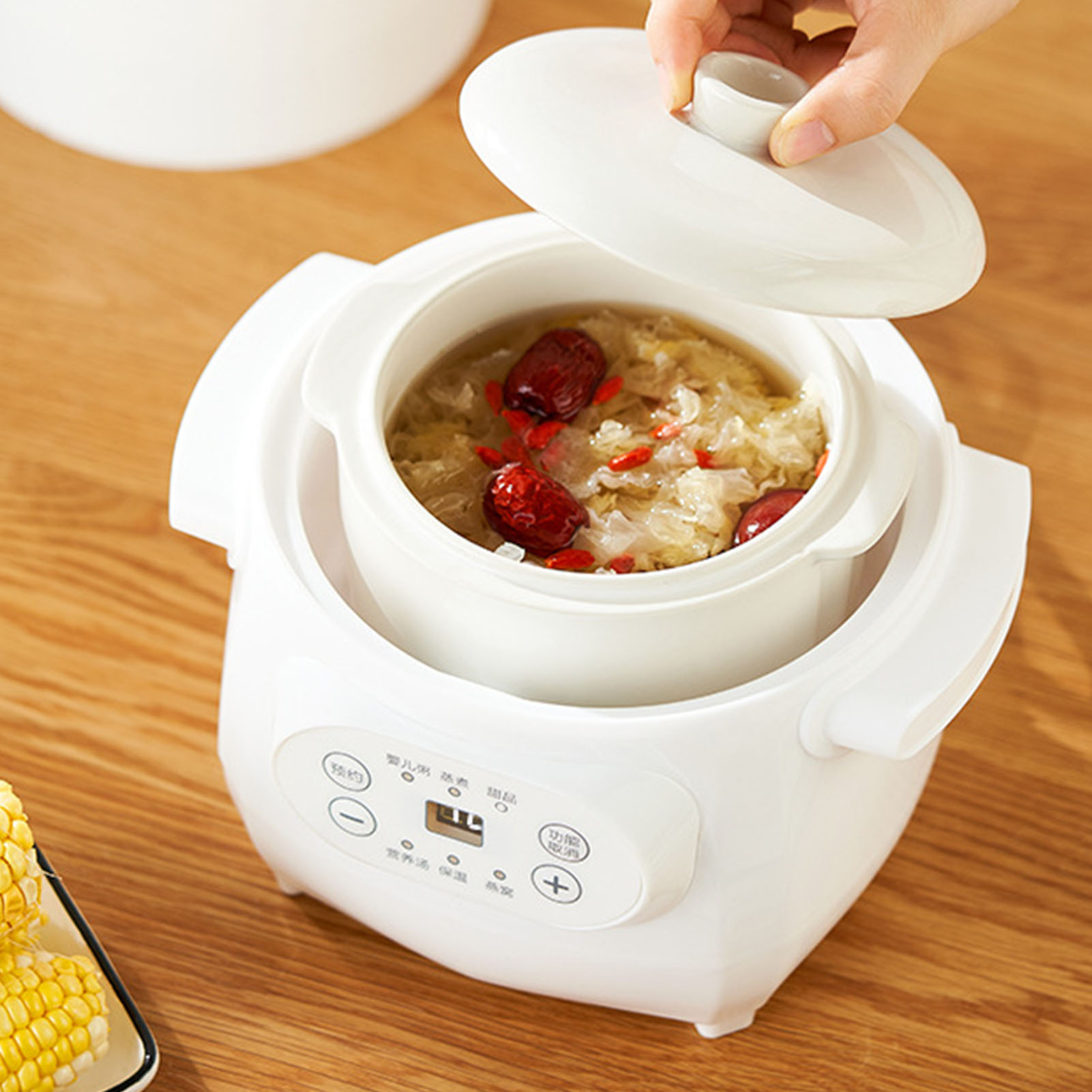 Electric Stew Pot 1L 200W Ceramic Liner Versatile Electric Stew Cooker For Porridge Rice Soup
