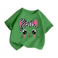 thumbnail image 3 of Toddler Shirts Kid Outwear Graphic Round Neck Short Sleeve Tee Summer Casual Girls Tops Green 3 Years-4 Years, 3 of 5