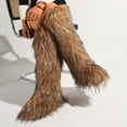 thumbnail image 5 of Women's Winter Fluffy Faux Fur Knee High Snow Boots Warm Plush Furry Outdoor Y2K Boots, 5 of 5