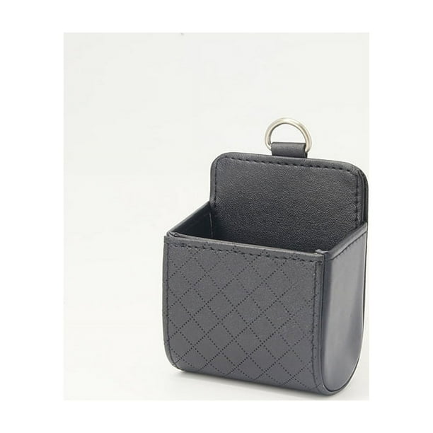 (Negro) Bolsa de almacenamiento para automóvil Ventilación de aire Tablero de instrumentos Organizador de cuero colgante Caja Gafas Soporte para teléfono Organizador de almacenamiento Accesorios para