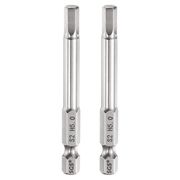 Uxcell 2pcs Punta de destornillador hexagonal plana 5mm (H5) Vástago hexagonal de 1/4" Longitud de 2.56" Magnético