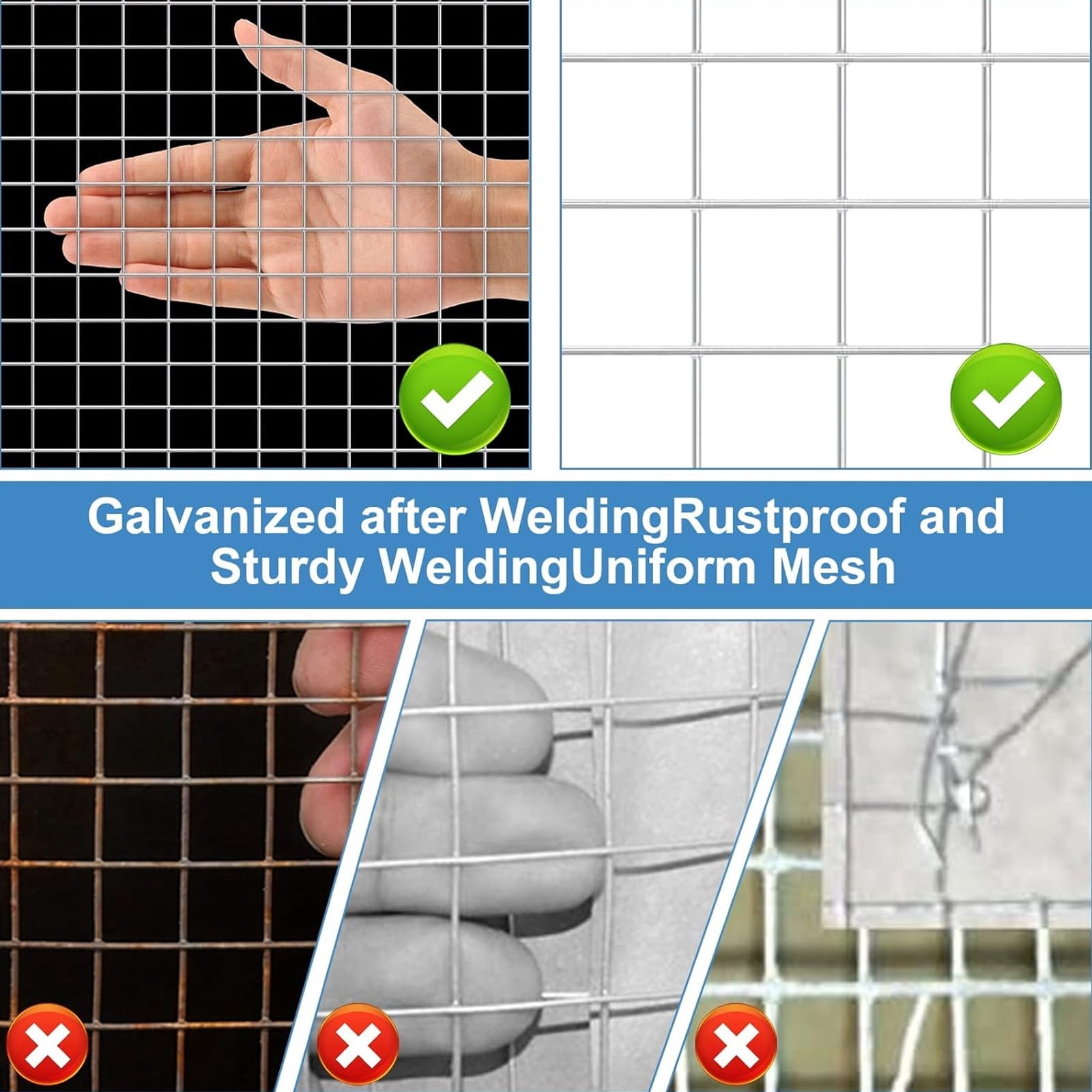 JAMCORAX 16in x 33ft Hardware Cloth,1/2 inch Galvanized Wire Mesh Roll,Barbed Wire Fences for Chicken Coop,Garden Fencing and Poultry Enclosures