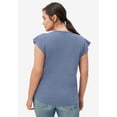 thumbnail image 2 of Ellos Plus Size Cap Sleeve Henley Tee, 2 of 2
