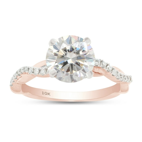 1 1/3 ct.t.w Center 6.5MM Round Cut Lab Created Moissanite Diamond Solitaire Swirl Engagement Ring for Women In 10K Solid Rose Gold (G-H Color, VVS1 Clarity, 1.33 Cttw)-4