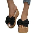 thumbnail image 4 of HAOTAGS Casual Walking Sandals for Ladies Slide Sandals Platform Bowknot Breathable Open Toe Shoes for Beach Black Size 6.5, 4 of 4