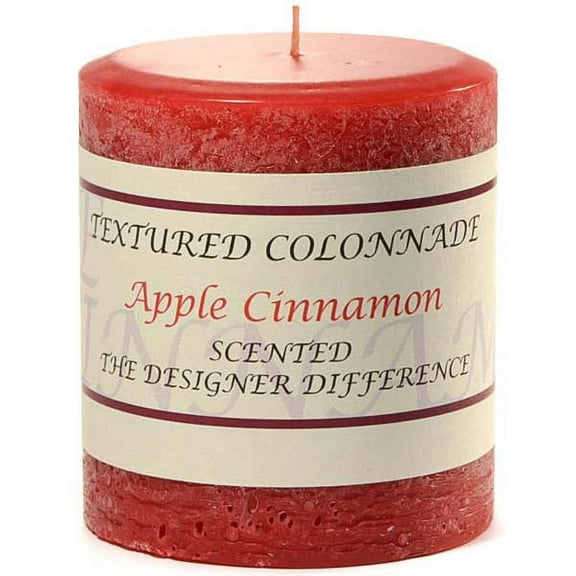 6 Pcs, Textured 3x3 Apple Cinnamon Pillar Candles 3 in. diameterx3.25 in. tall