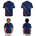 thumbnail image 2 of Xixirimido Nebula Starry Night Print Couples Matching Vacation Outfits Men's Breathable Short Sleeve Shirt & Women's Irregular Hem Dress Coordinated Summer Wear for Dating, Size 4XL, 2 of 7