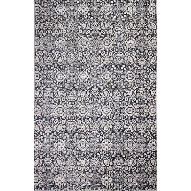 Bashian B128-CHAR-4X6-BR103 3 ft. 6 in. x 5 ft. 6 in. Bradford Collection Transitional Polyester Power Loom Area Rug, Charcoal