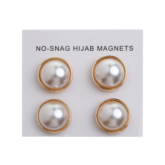 White Pearl Hijab Brooch Safty Magnetic Fashion Shawl Scarf Pins No Hole (2 pairs)