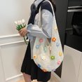 thumbnail image 3 of Bolso de hombro de punto con flores para mujer, bolso tote de moda, bolso hobo ligero y elegante, 3 of 9